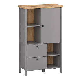 Комод 1Д 2Ш Melini С в вітальню,спальню сірий шифер/делано світлий