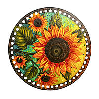 Денце для в'язаних аксесуарів з пряжі кругле Соняшники 20 см