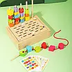 Логічна гра намистини Монтессорі дерев'яна для дитини Сортер сад шнурівка з фігурами головоломка 10 карток, фото 5