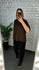 Жіночі теплі вельветові штани на зиму з велюровою підкладкою | Китай | Шоколад / Чорний, фото 5