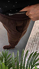 Жіночі теплі вельветові штани на зиму з велюровою підкладкою | Китай | Шоколад / Чорний, фото 3