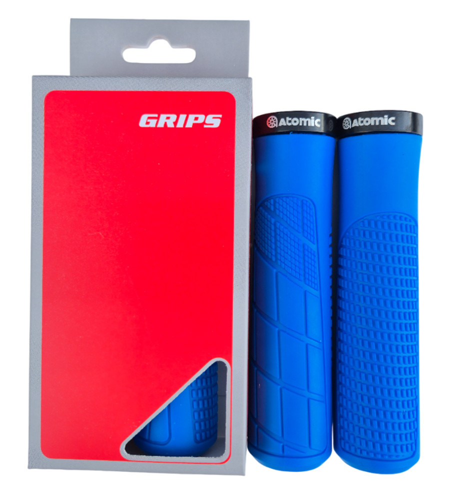 Грипси велосипедні Atomic 64406 прямі, 1 алюм. замок, довжина 135 мм, сині, фото 1