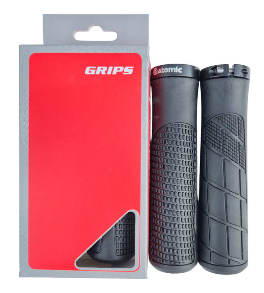 Грипси велосипедні Atomic 64405 прямі, 1 алюм. замок, довжина 135 мм, чорні, фото 1