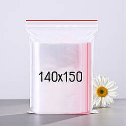 Прозорий пакет із замком, зіппакет 140x150 мм 100 шт пакети zip, zip-lock, пакети струна zip lock