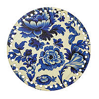 Денце для в'язаних аксесуарів з пряжі кругле Сині квіти  20 см