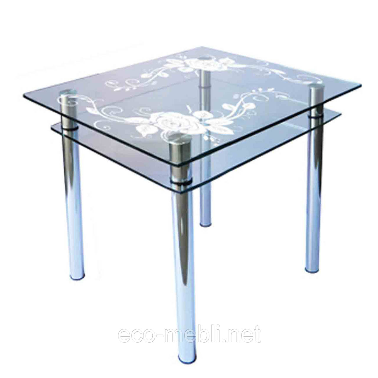 Обідній стіл КС-1 на хромованих опорах, фото 1