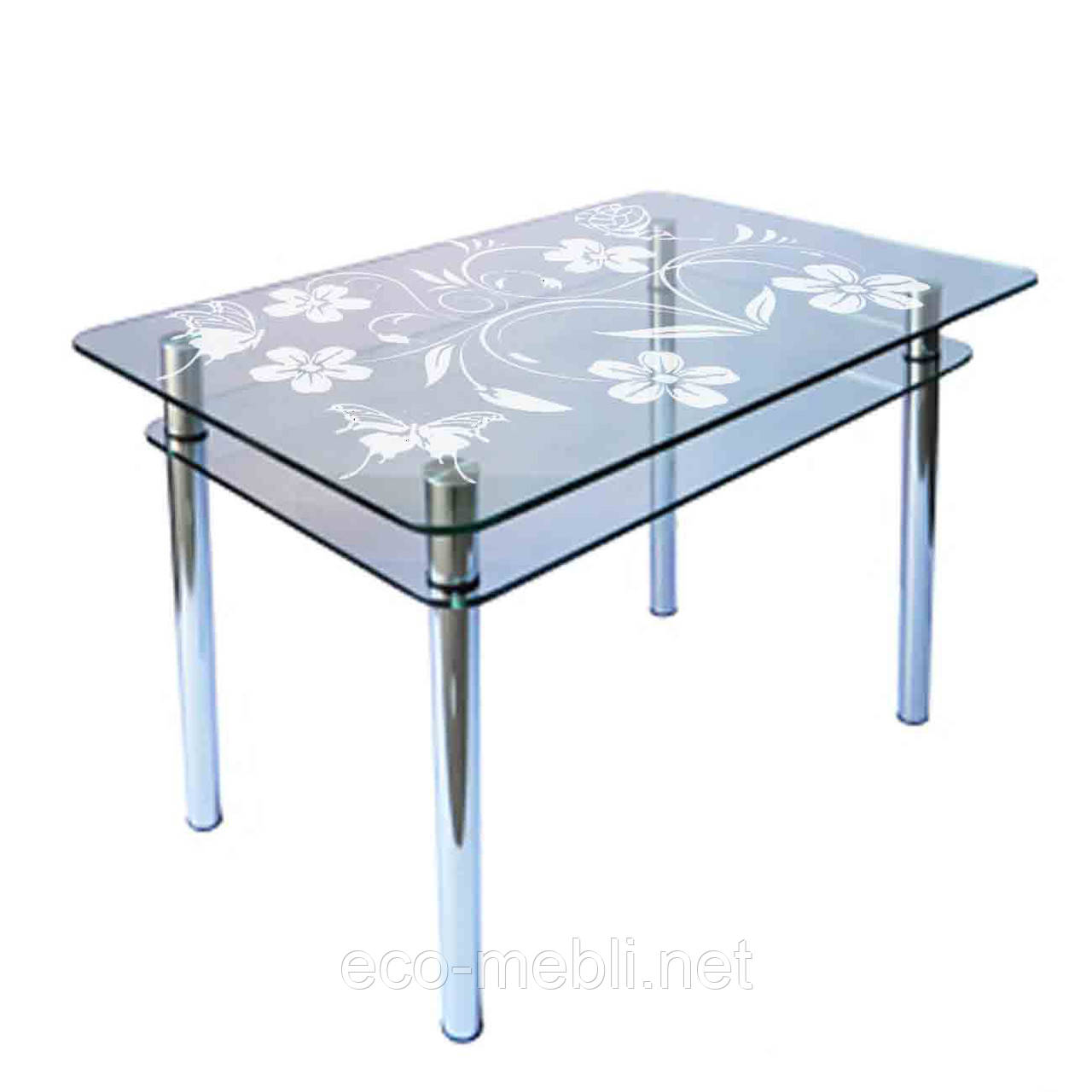 Обідній стіл КС-1 на хромованих опорах, фото 1