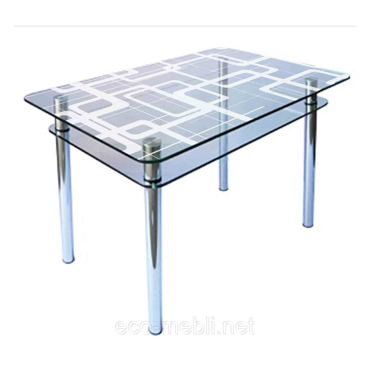 Обідній стіл КС-1 на хромованих опорах, фото 1