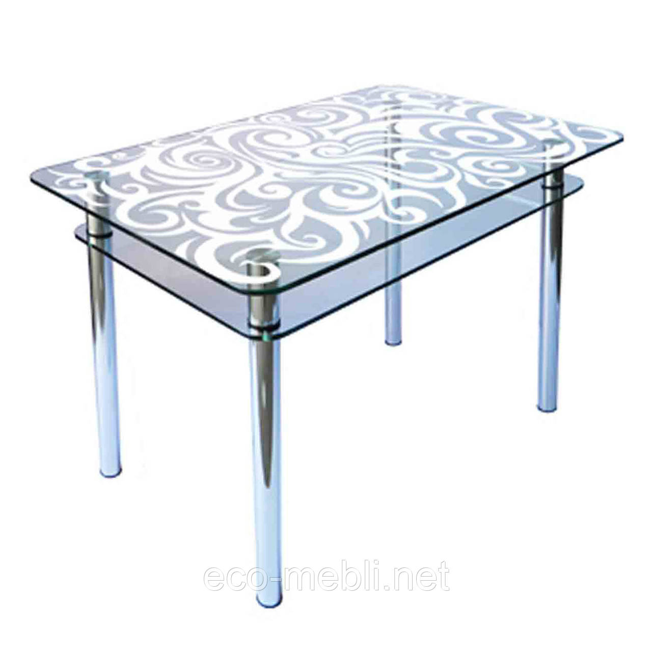 Обідній стіл КС-1 на хромованих опорах, фото 1