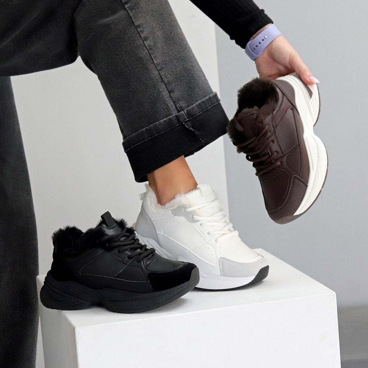 Жіночі зимові кросівки, жіночі зимові високі кросівки, зимові кросівки жіночі, фото 1