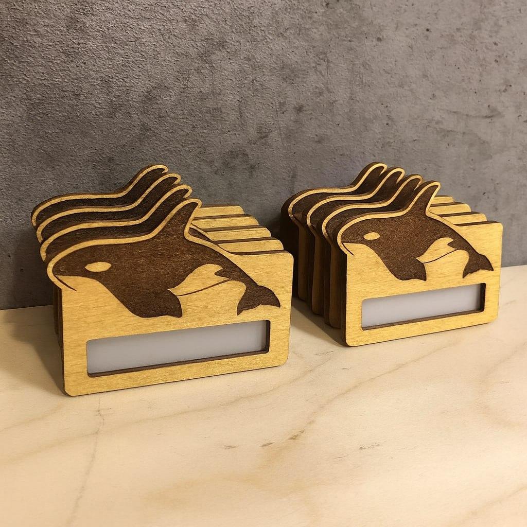 Бейдж з дерева на магніті з логотипом 75х65мм 3мм, фото 1