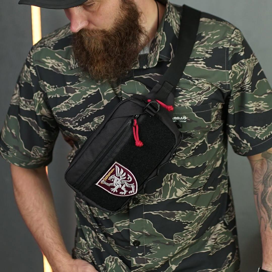 Чоловіча сумка нагрудна LINE чорна месенджер через плече АS, фото 1