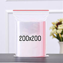 Zip пакет прозорий 200x200 мм 100 шт прозорі фасувальні зіп-пакети замком-застібкою, пакети із замком