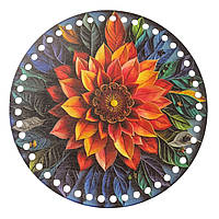 Денце для в'язаних аксесуарів з пряжі кругле Червона квітка  20 см