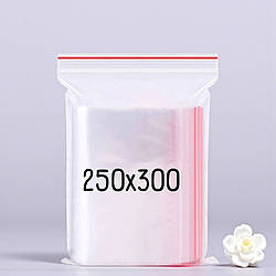 Zip пакет прозорий 250x300 мм 100 шт, пакети із струнним замком-застібкою, грипери, пакети із замком