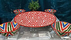 Традиційний узбекський набір посуду Ріштан - ляган 42 см + 4 коси атлас