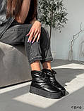 Жіночі зимові дутики на високій підошві, жіночі дутики на високій підошві, Чорні жіночі дутики, фото 5