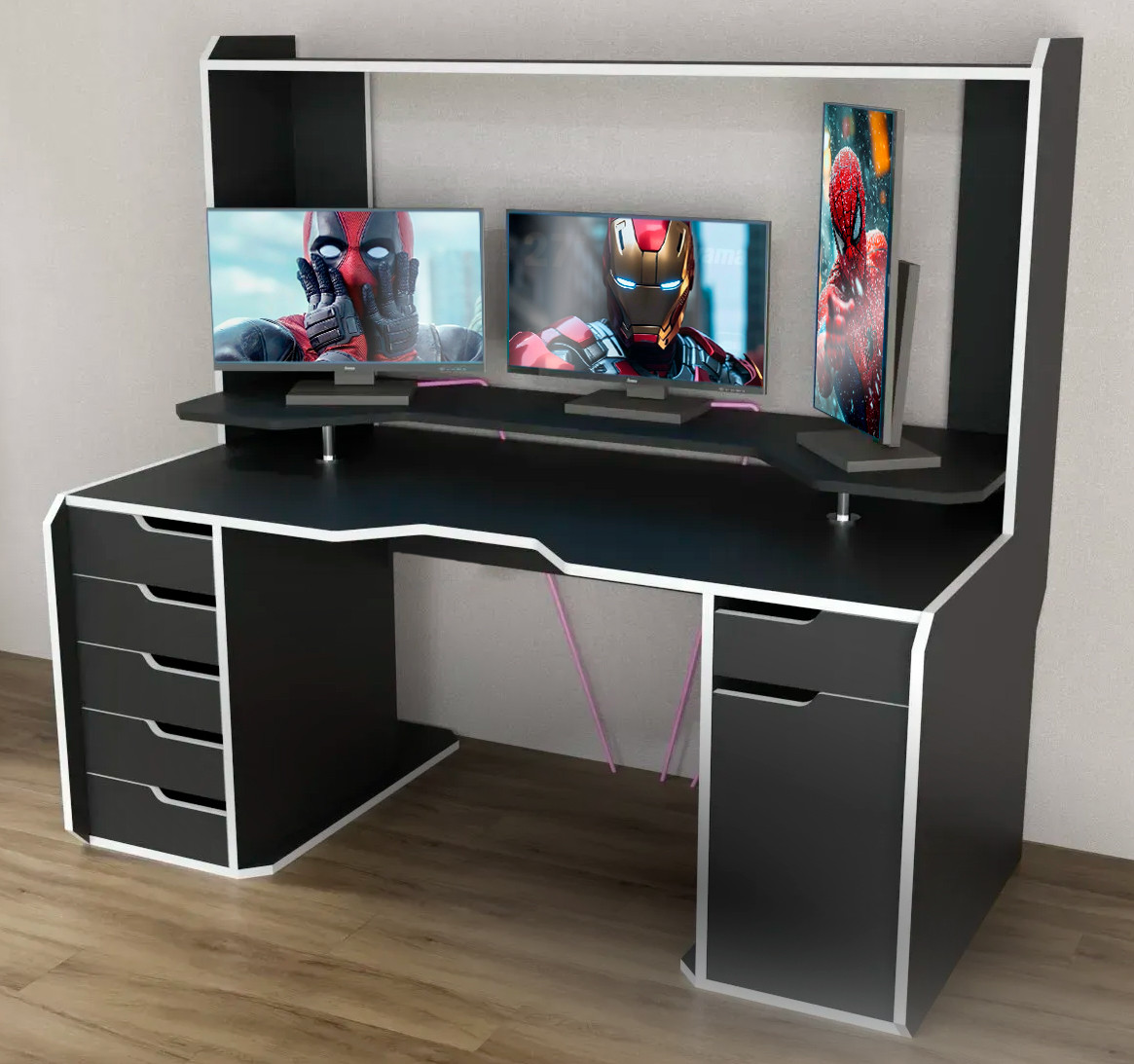 Геймерський стіл  JARL  ZEUS-Game , чорно-білий