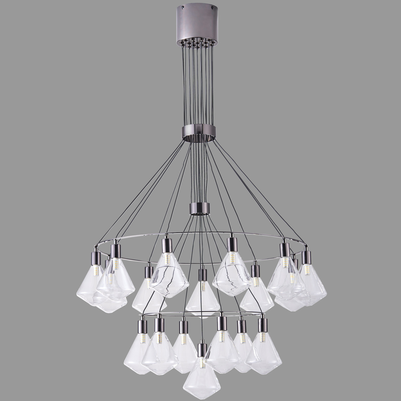 Дизайнерська срібна люстра на 18 ламп (88-CH10061-18 PLBK+CL)