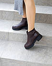 Шоколадні шкіряні черевики на байці демісезонні, фото 7