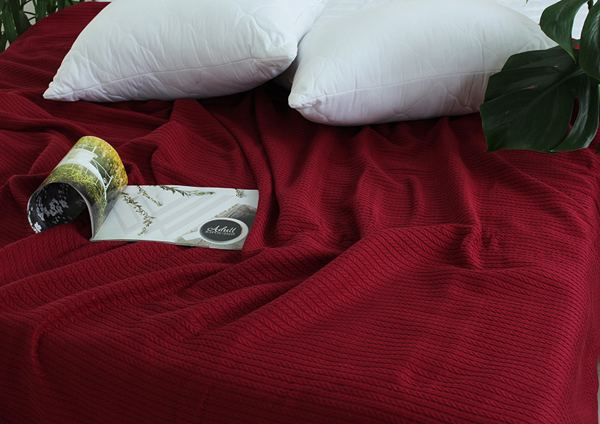 Простирадло-покривало піке 200х235 см. Косичка бордо