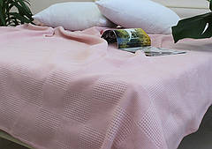 Простирадло-покривало піке 200х235 см. Клітина пудра