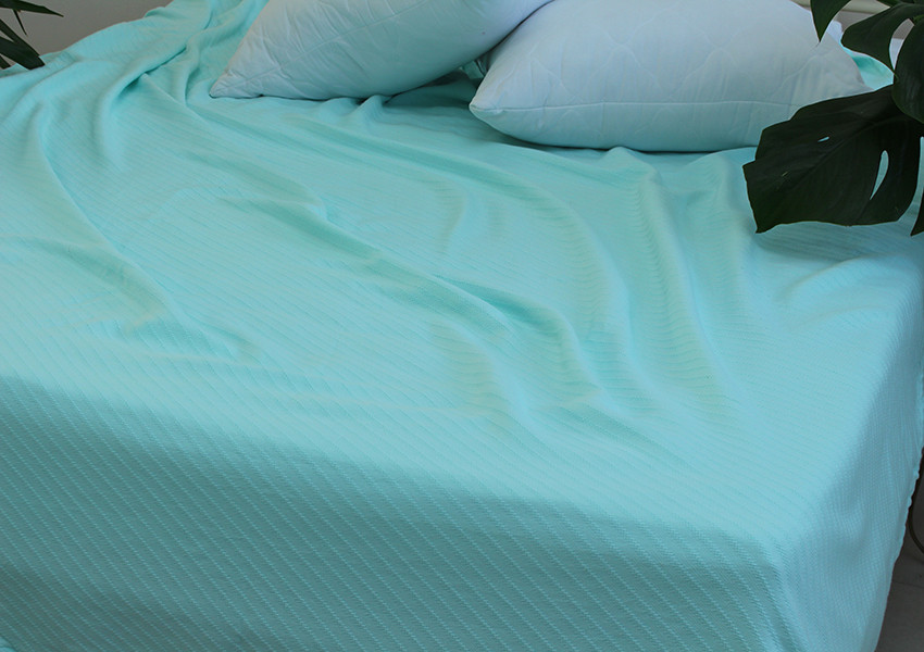 Простирадло-покривало піке 160х235 см. Смуга ментол, фото 1