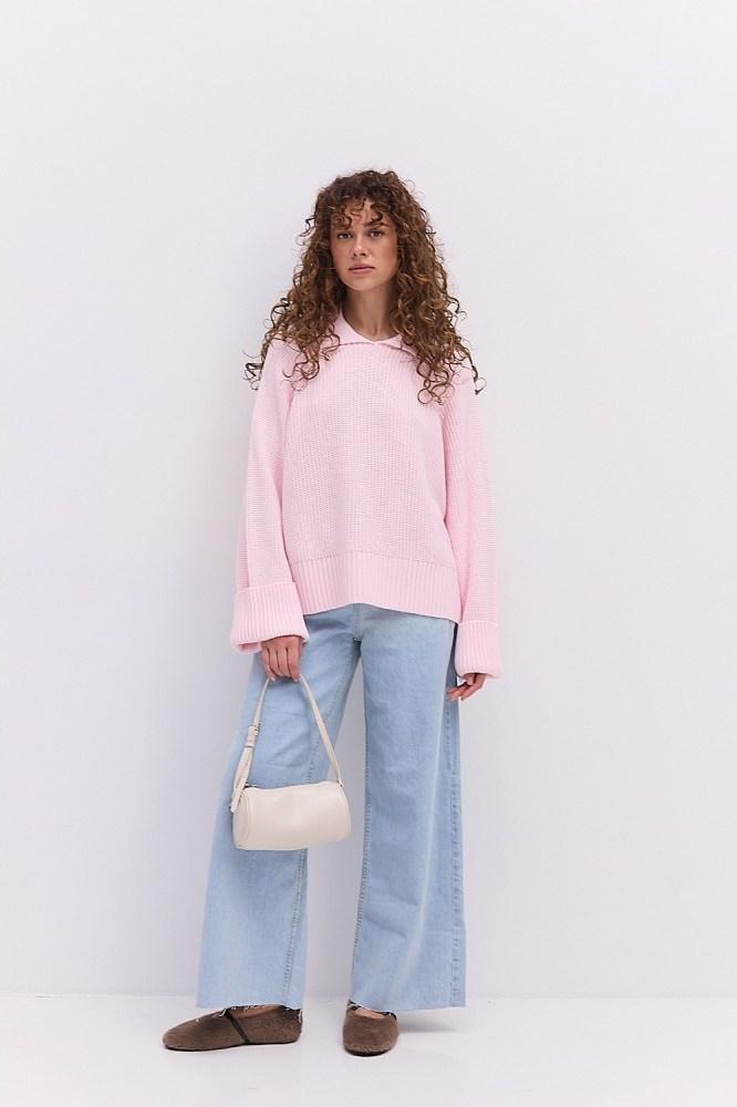 В'язана жіноча кофта з коміром поло, фото 1