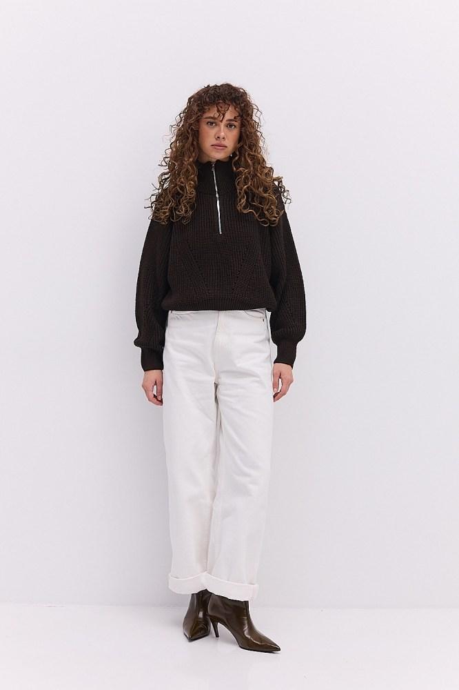 В'язаний жіночий светр із коміром на блискавці, фото 1