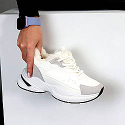 Комбіновані зимові кросівки прогулянкові колір білий + сірий