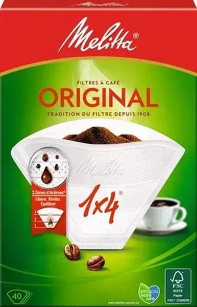 Фільтри паперові для кави Melitta Original 1X4 білі 40шт