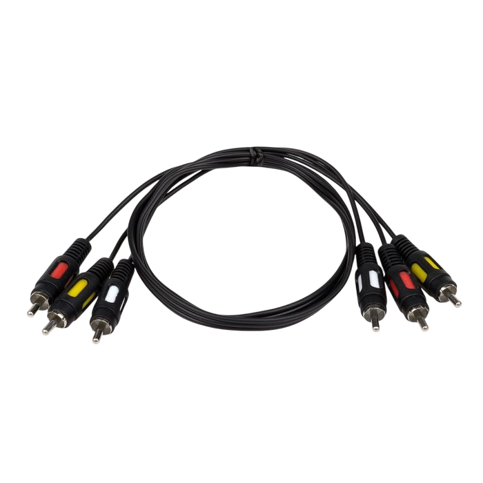 Аудіо-кабель Atcom 3хRCA - 3хRCA (M/M) 0.8m Black (10808)