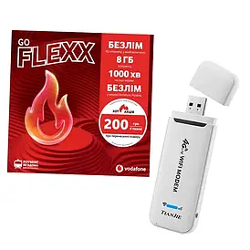 Інтернет комплект 4G Wi-Fi модем + Vodafone Flexx Go. Повний безліміт.