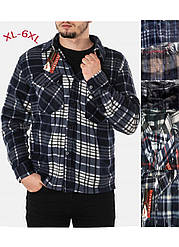 Сорочка чоловіча в клітинку з коміром фліс, Китай 1-6XL