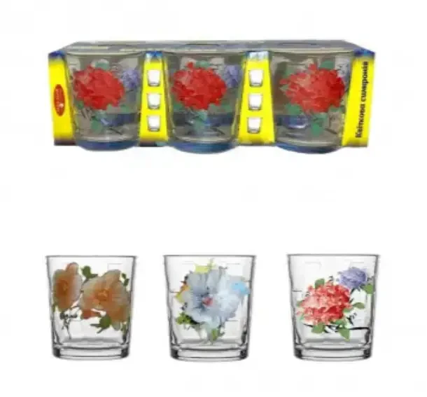 Набір скляних склянок Helios Квіткова Симфонія 285мл 6шт фрукти дек 8228/1, фото 1