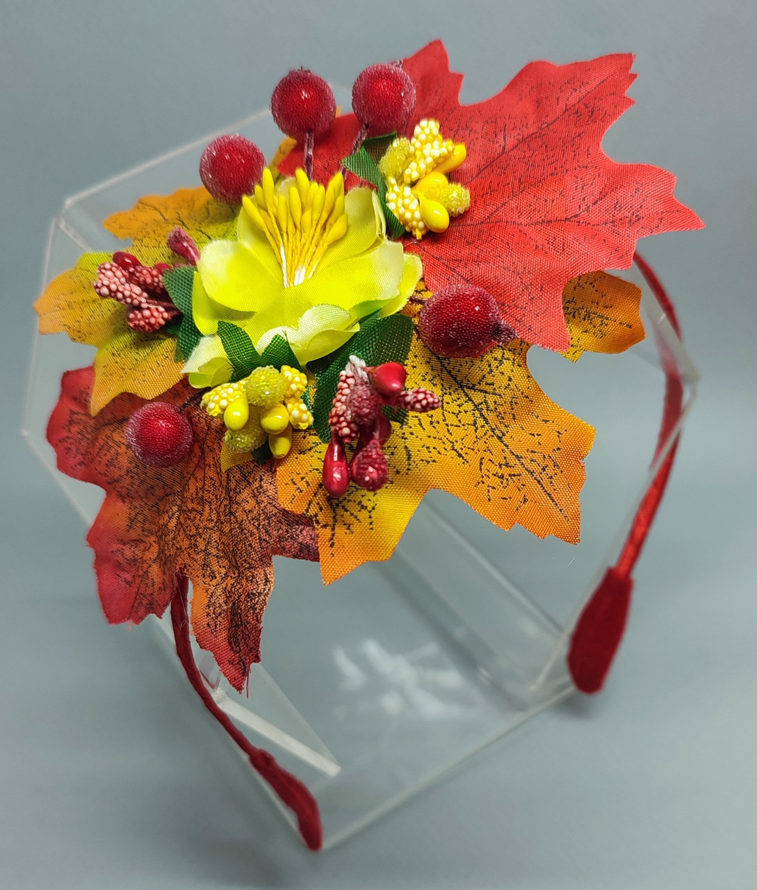 Обруч осінній з листям і ягідками Ободок осінь Обідок Осінній Вінок осінній Осенний обруч ободок, фото 1