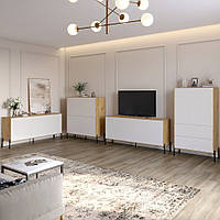 Комплект меблів для вітальні Lion Амарант 4 елементи Дуб Артізан/Білий (LION-042297), 8929696 - 779