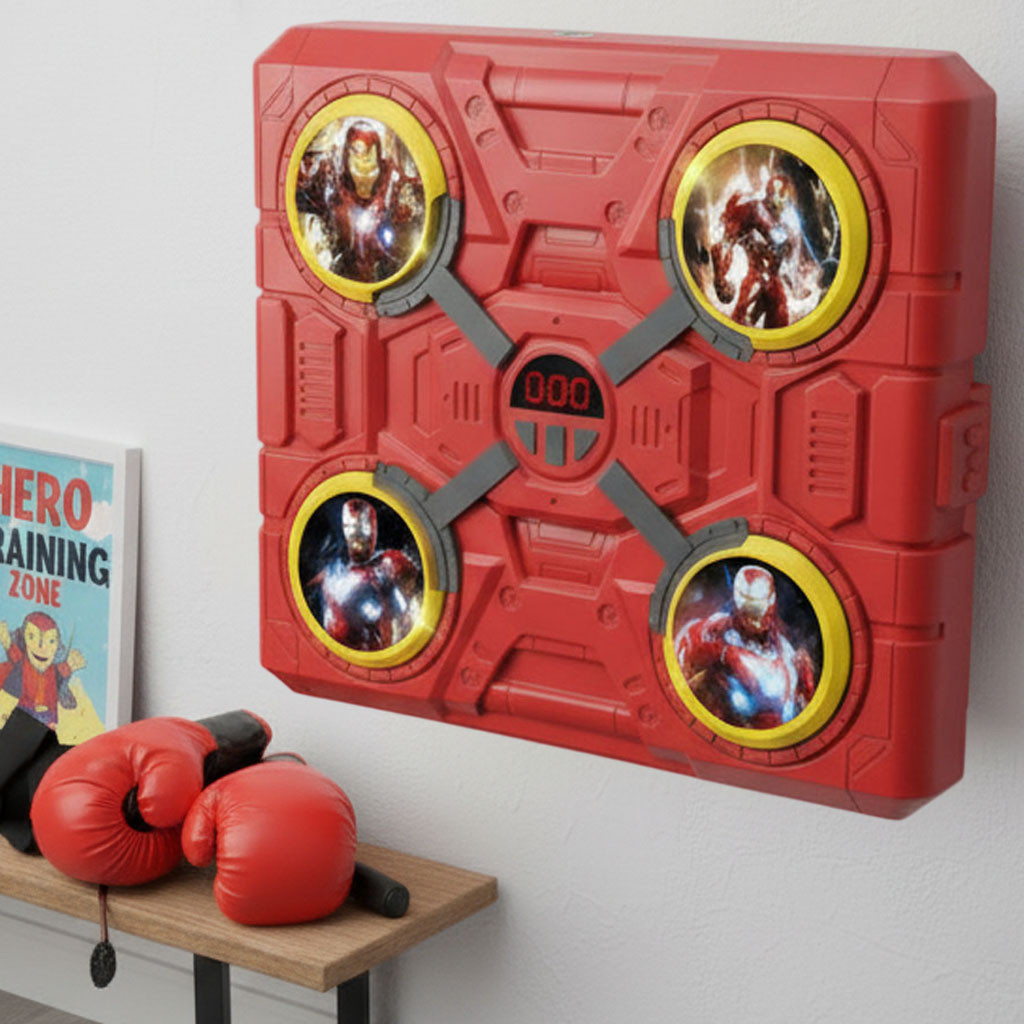 Музичний тренажер для боксу 32х4х3см, з Bluetooth + Рукавички, USB, Червоний / Мета для боксу / Боксерський тренажер, фото 1