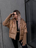 Жіноча стильна демісезонна плащова куртка з капюшоном чорний, фото 6