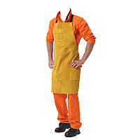 Фартух зварювальника AP-6100, XL / Захисний фартух для зварювальних робіт / Фартух спилковий / Спецодяг зварювальника