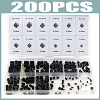 Набір гвинтів з внутрішнім шестигранником (шестигранні гвинти без голівки) 200 шт, вуглецева сталь