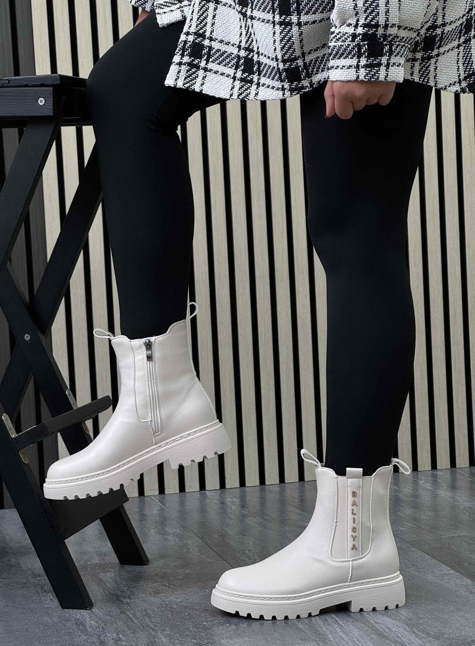 Черевики жіночі (на флісі) демісезонні 6 пар у ящику бежевого кольору 36-41, фото 1