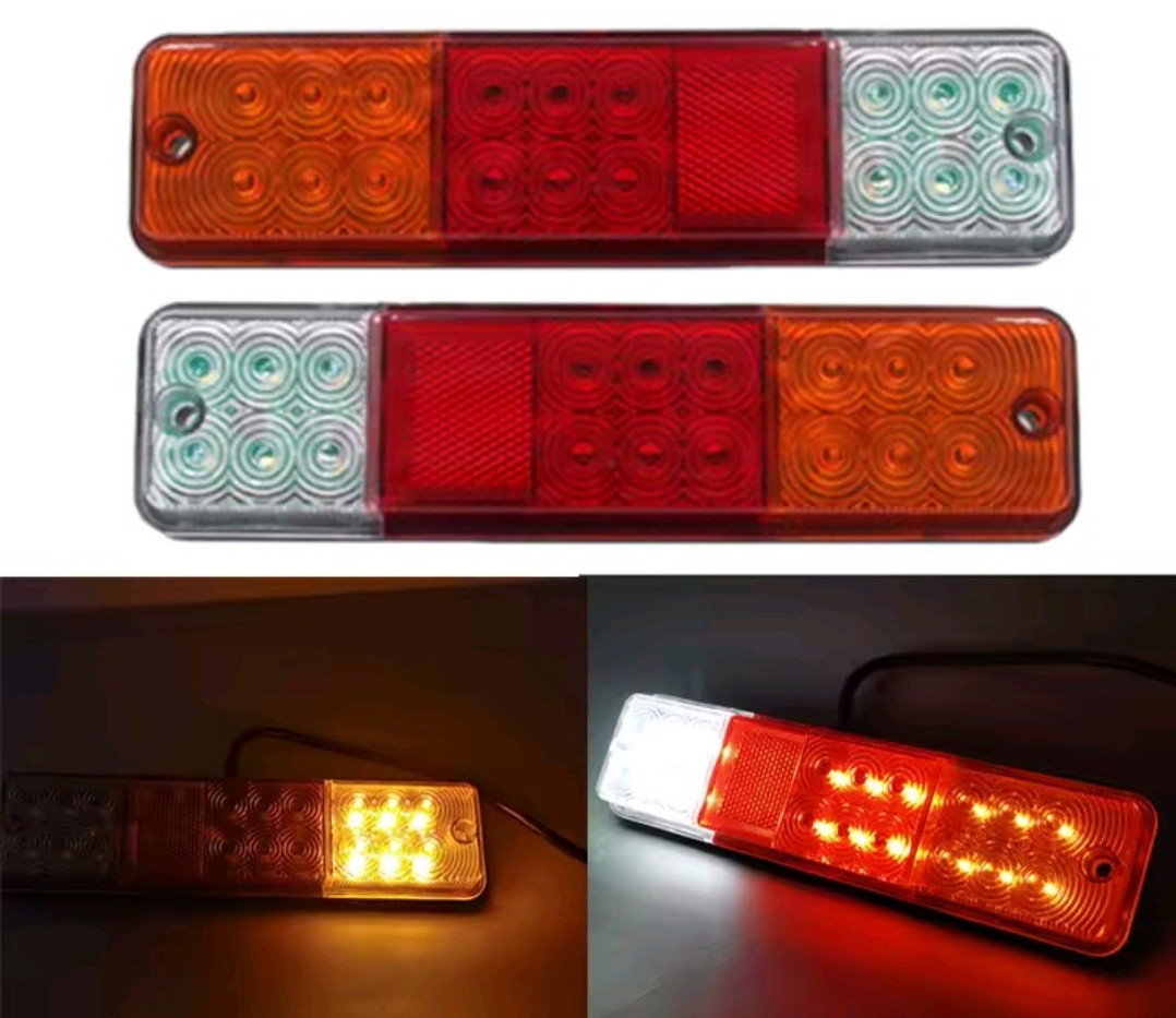 Ліхтар на причіп світлодіодний led задній 12v, 24v 2 шт.
стоп габарит поворот 220*55*27мм, фото 1