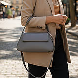 Жіночий клатч сумка через плече графіт маленька сумочка з плечовим ременем з екошкіри, фото 6