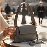 Жіночий клатч сумка через плече графіт маленька сумочка з плечовим ременем з екошкіри, фото 7