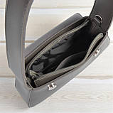 Жіночий клатч сумка через плече графіт маленька сумочка з плечовим ременем з екошкіри, фото 5