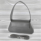 Жіночий клатч сумка через плече графіт маленька сумочка з плечовим ременем з екошкіри, фото 3