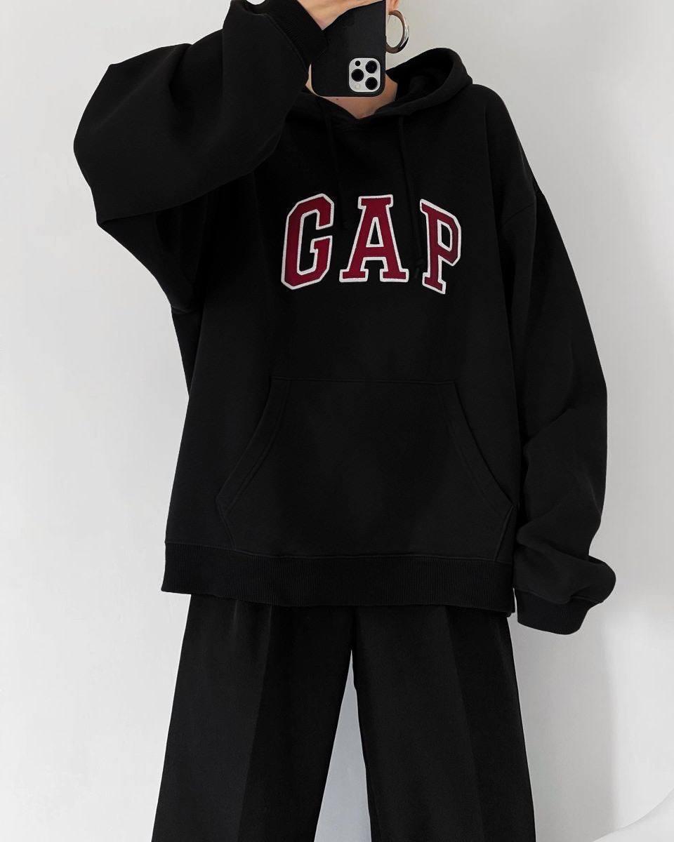 Худі оверсайз із якісної трьохнитки на флісі Модель: 824-1475 Колір : графіт, джинс, меланж, чорний, фото 1