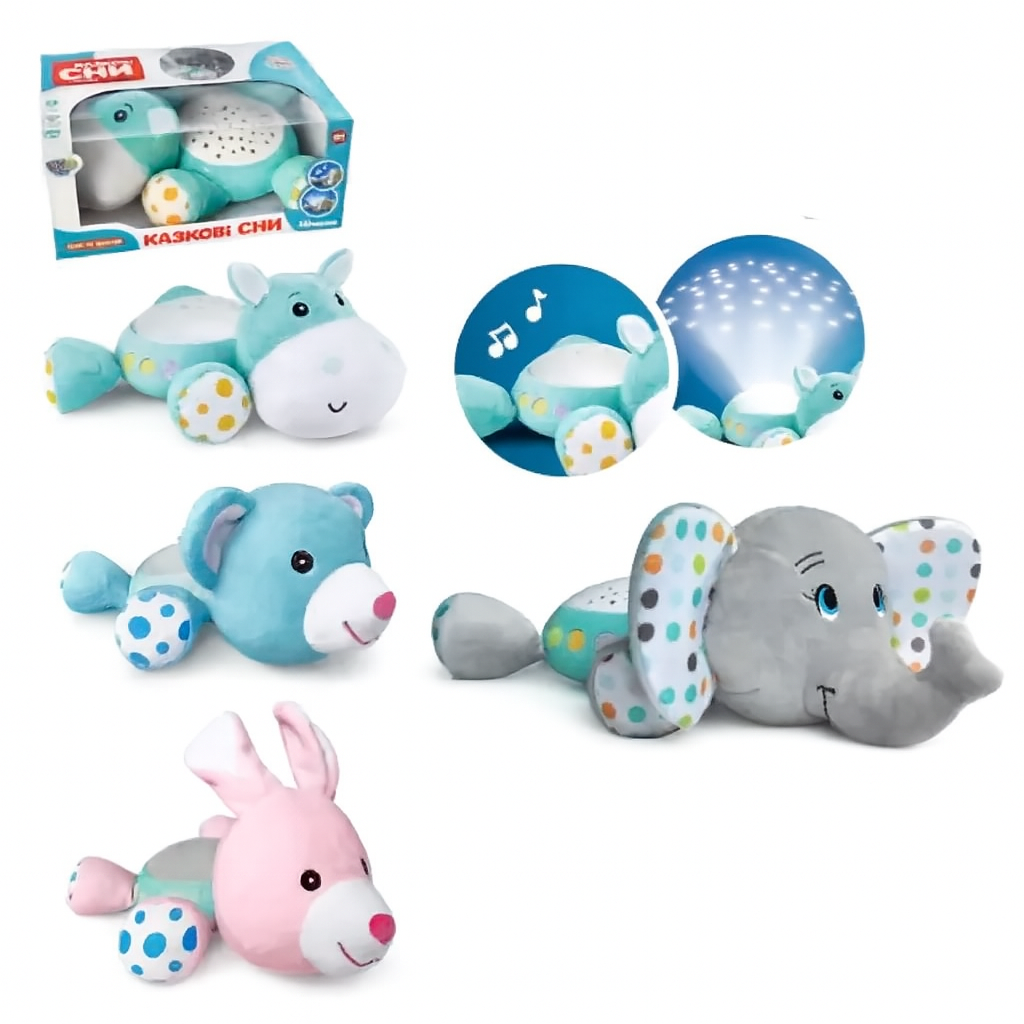 Нічник- проектор плюшевий зі звуком та світлом "Казкові сни", колір рожевий, фото 1