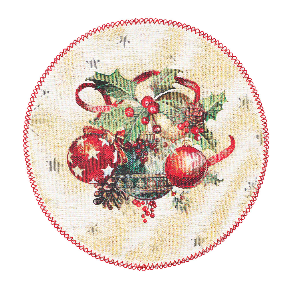 Серветка сервірувальна, гобеленова, Новорічна Ø25 см.RUNNER1375AZ-FN, фото 1